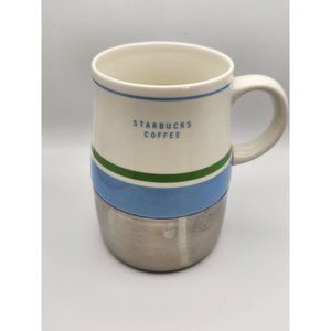 Starbucks Coffee Mug Ceramic & Stainless Steel 14 oz 2005